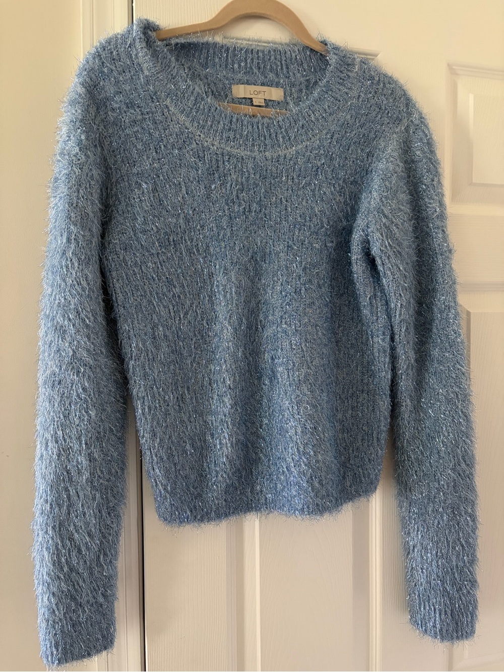 LOFT Light Blue Fuzzy Crewneck Sweater